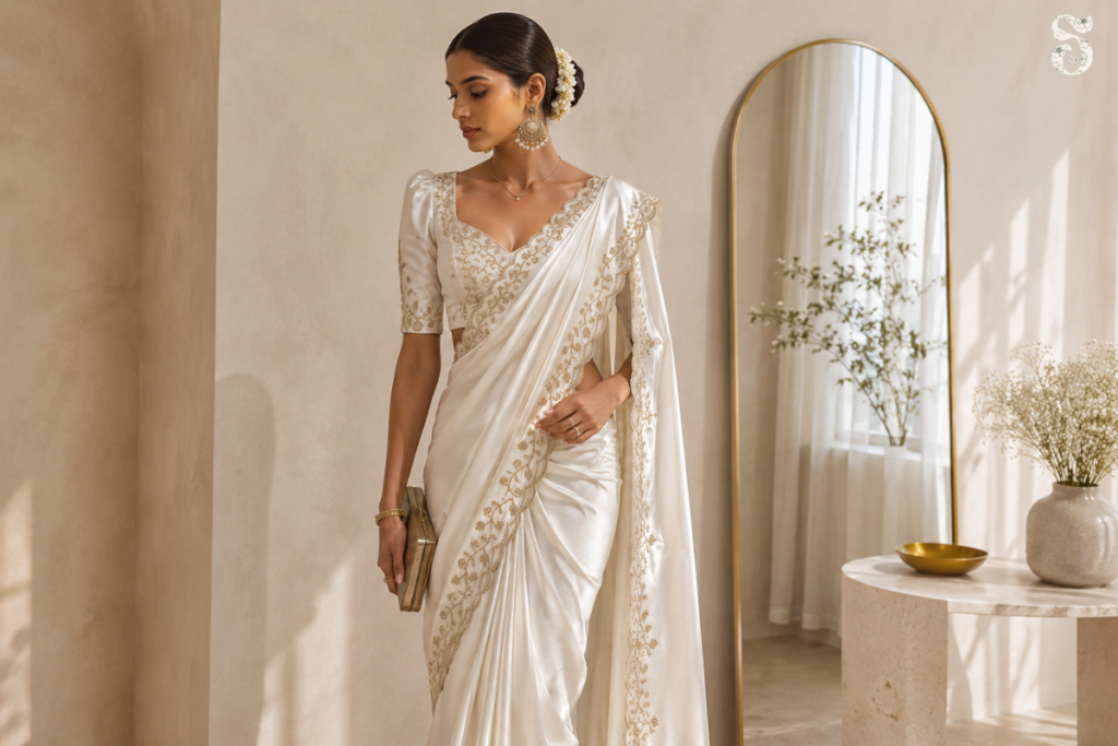 How to Style a White Saree