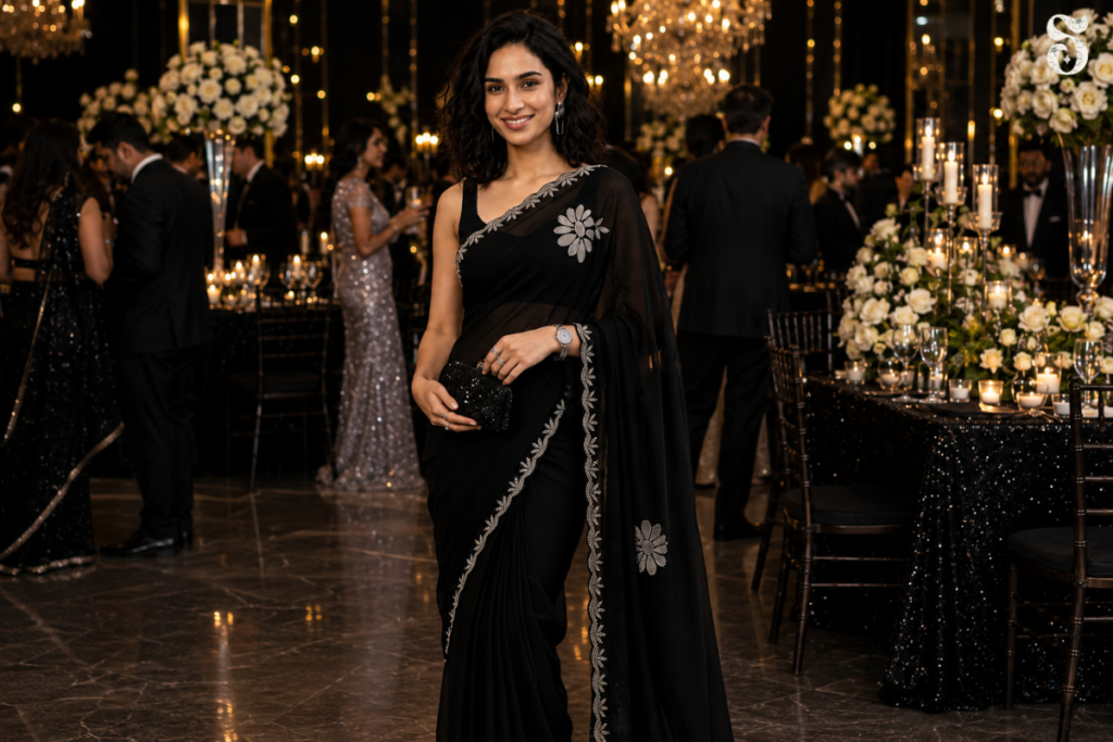 wedding guest saree for reception