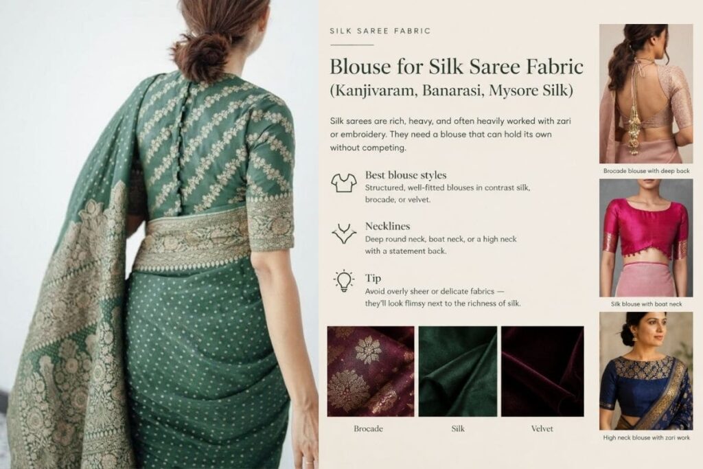 blouse for silk saree fabric with brocade design