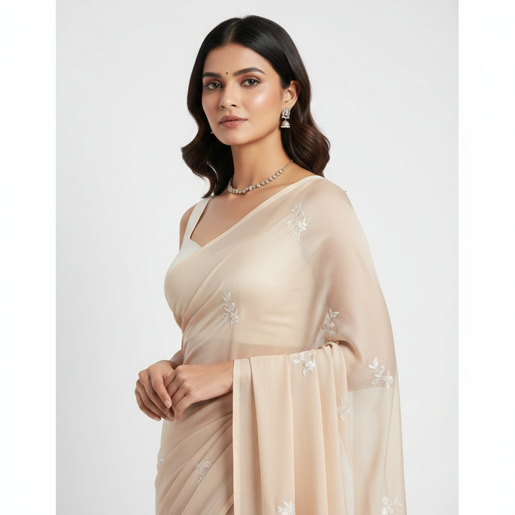 Organza Floral Saree for Festive Wear - Image 3