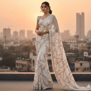 Organza Floral Saree for Festive Wear