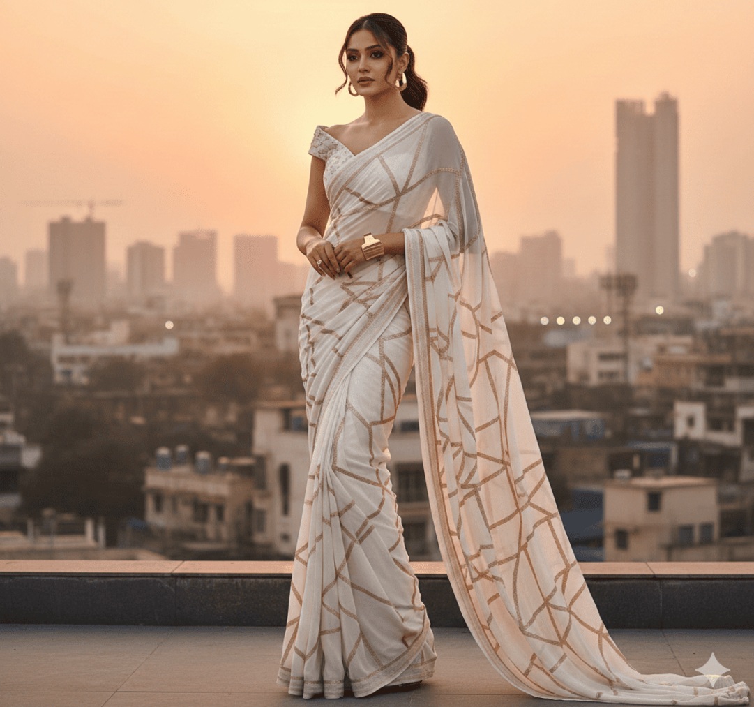 Organza Floral Saree for Festive Wear