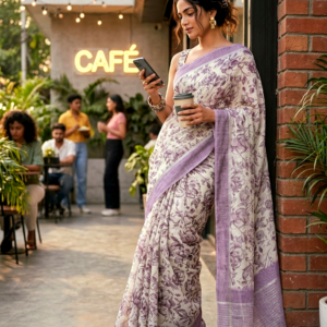 Saytha Floral Printed Chiffon Saree with Soft Border