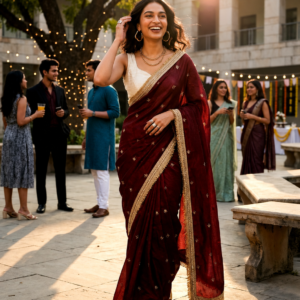 Saytha Elegant Maroon Silk Saree with Golden Embroidery Border