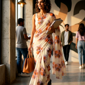 Floral Chiffon Saree