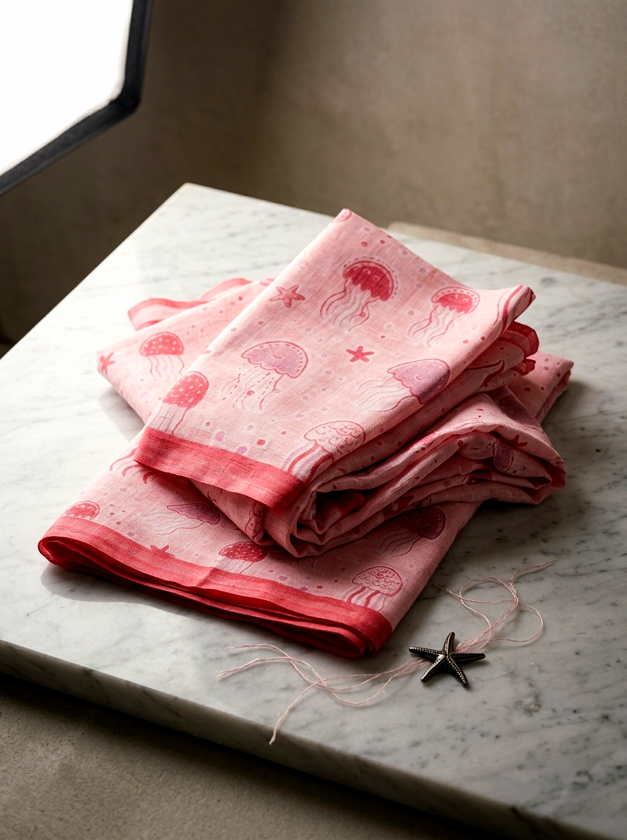 Saytha Jellyfish Bloom Pink Cotton Saree with Floral Elegance - Image 4