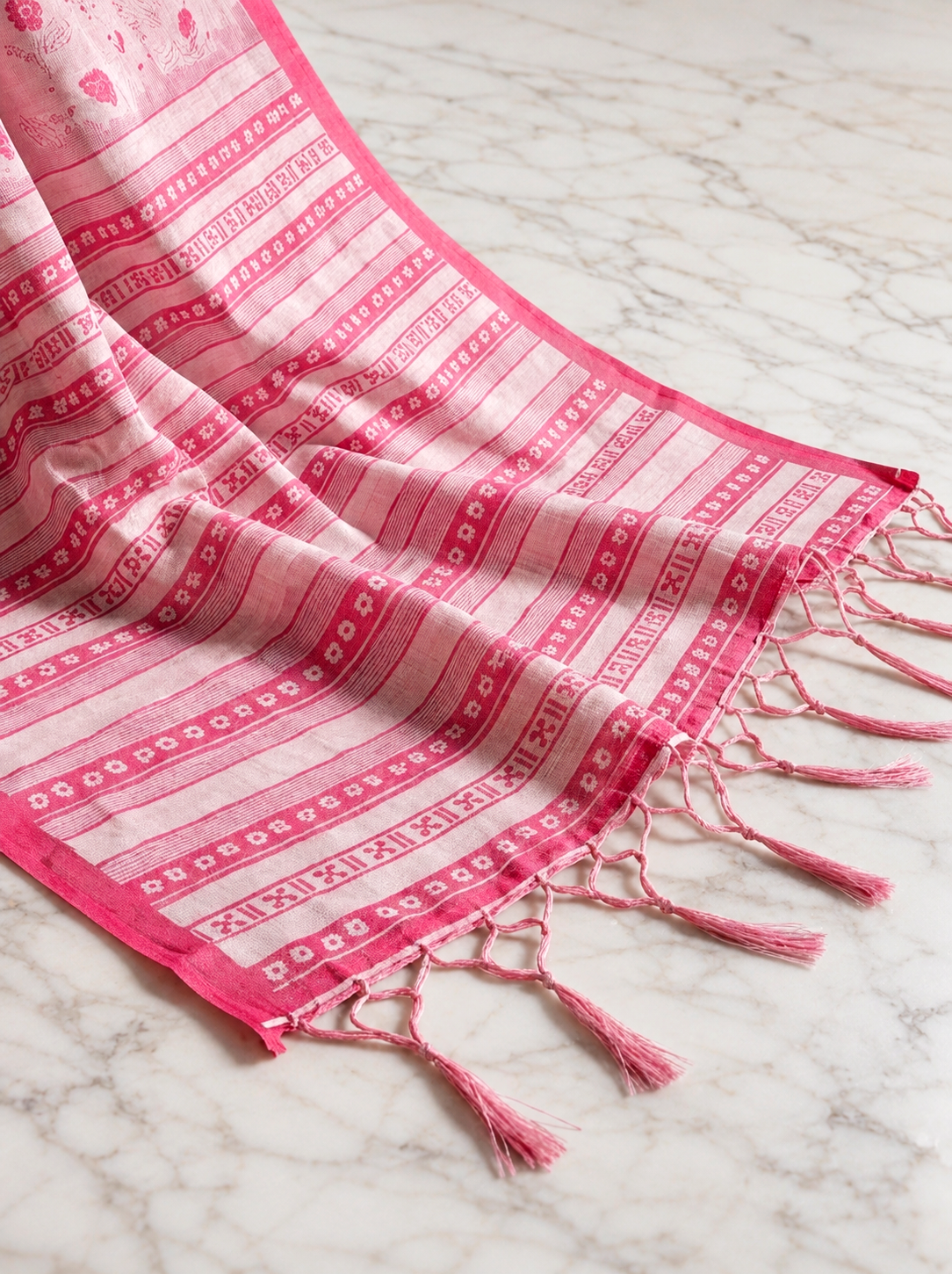 Saytha Jellyfish Bloom Pink Cotton Saree with Floral Elegance - Image 3