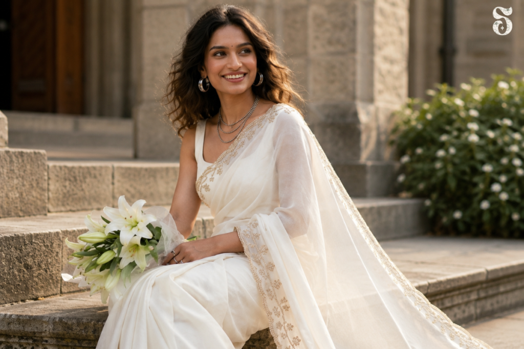 How to Style a White Saree