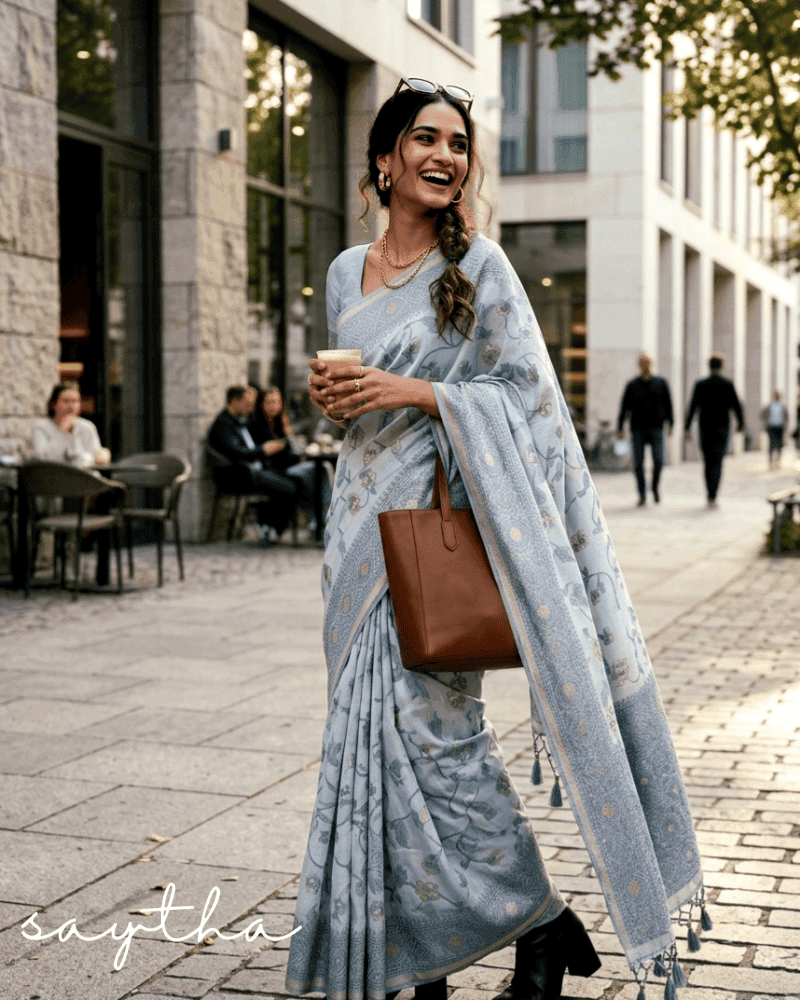 Saree sale online – Saytha Floral Linen Saree