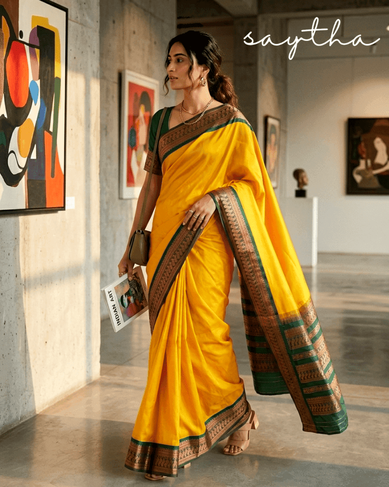 Saree sale online – Saytha Mustard Lichi Silk Saree