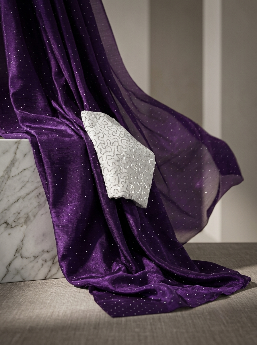 Saytha Party Wear Zircon Saree - Silver Embellished Zarkan Work, 6 Colours. - Image 8