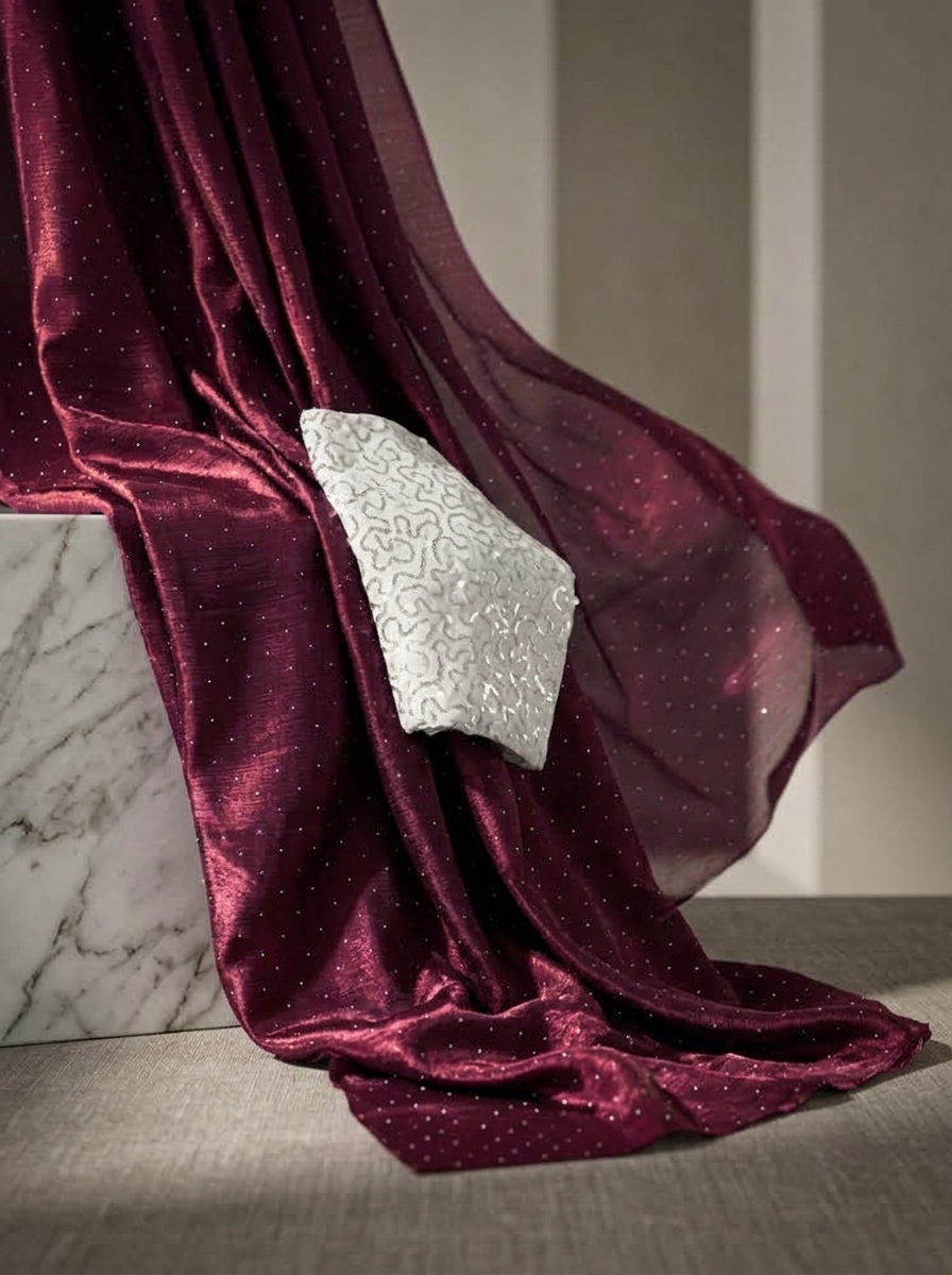 Saytha Party Wear Zircon Saree - Silver Embellished Zarkan Work, 6 Colours. - Image 7