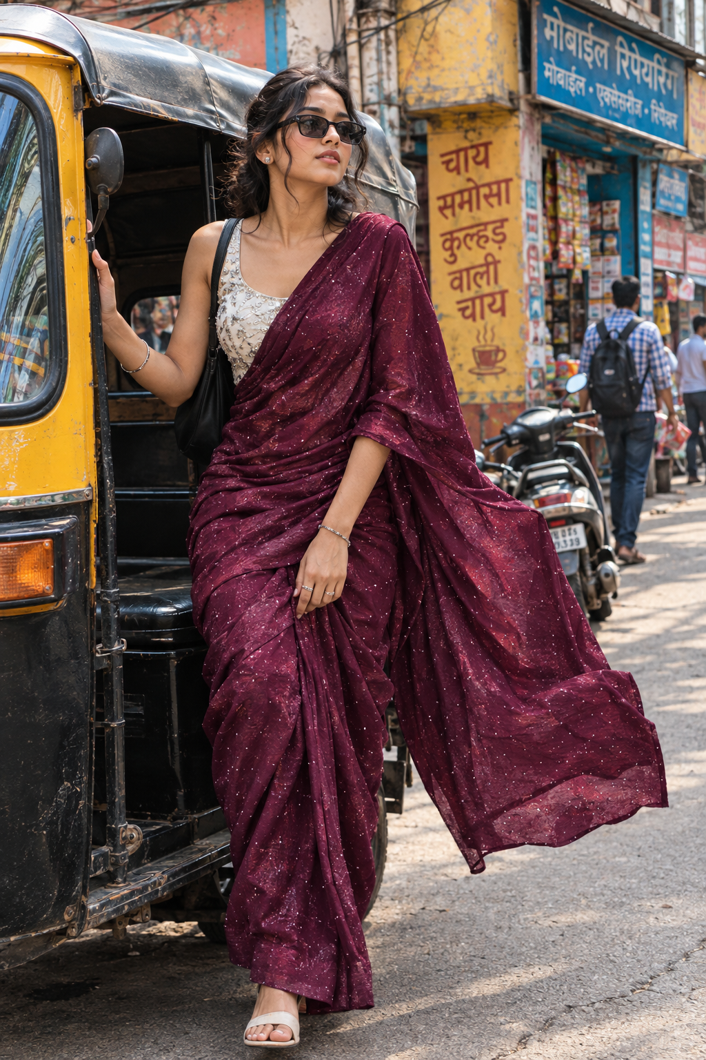 party wear zircon saree